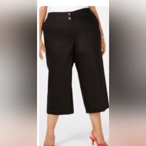 New Alfani 20w black high waisted culottes linen blend pants